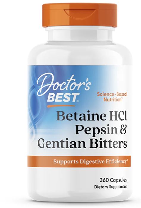Doctor's Best Betaine HCl, Pepsin and Gentian Bitters, 360 Kapseln