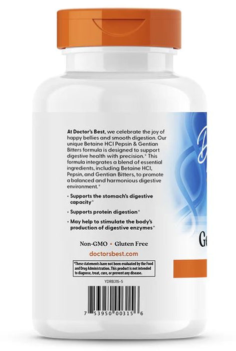 Doctor's Best Betaine HCl, Pepsin and Gentian Bitters, 360 Kapseln