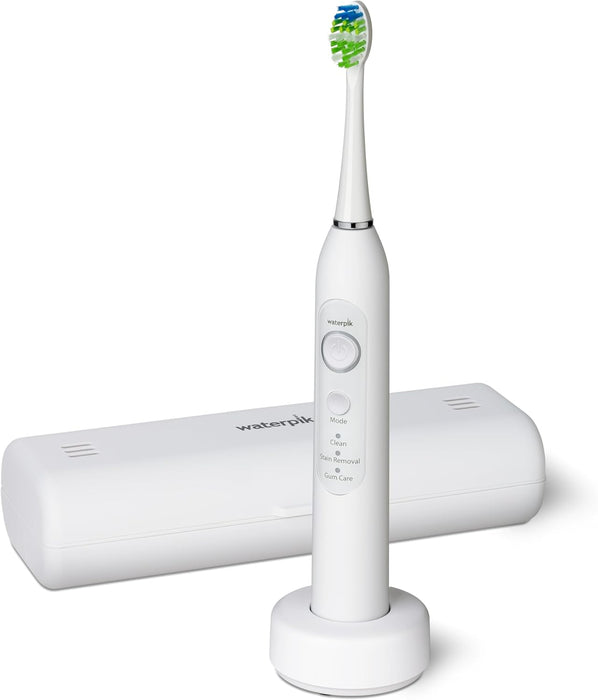 Waterpik Sensonic Elektrische Zahnbürste, Wiederaufladbare Zahnbürste für Erwachsene mit 3 Modus, Reiseetui, USB-Ladegerät, Weiß, STW-03EU