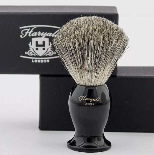 Rasierpinsel, Pinsel aus 100 % schwarzem Dachshaar mit Aluminiumgriff