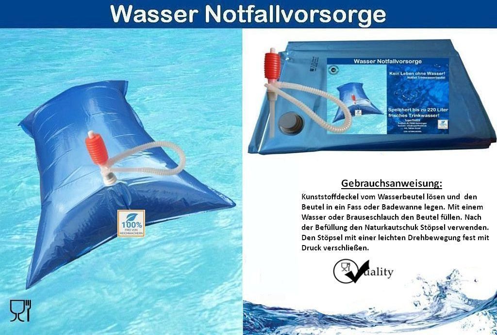 Hochwertiger 220-Liter-Wasser-Speicherbeutel – die preiswerte und großvolumige Lösung für Krisenvorsorge