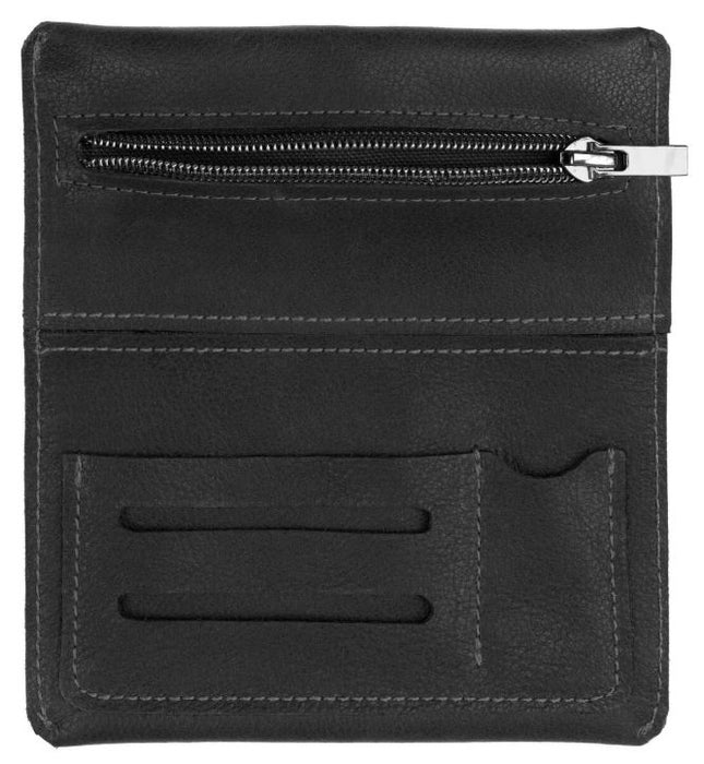 Ledertabak-Tasche mit auswechselbarem Gummi, schwarz