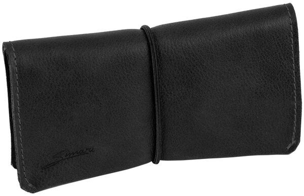 Ledertabak-Tasche mit auswechselbarem Gummi, schwarz